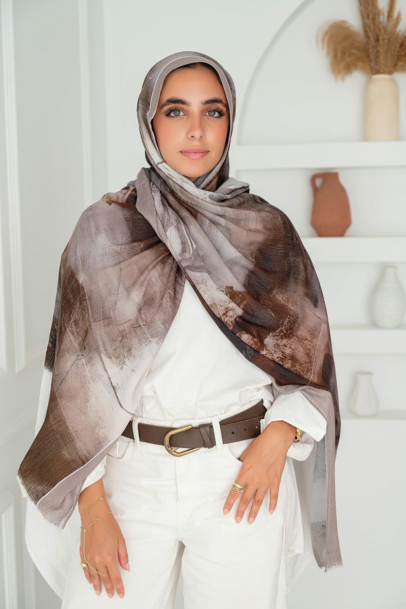 كايان طرحة قطن إسفنجي بني دافئ مشجرة قطن بتصميم مميز - متعدد الألوان - Image 3