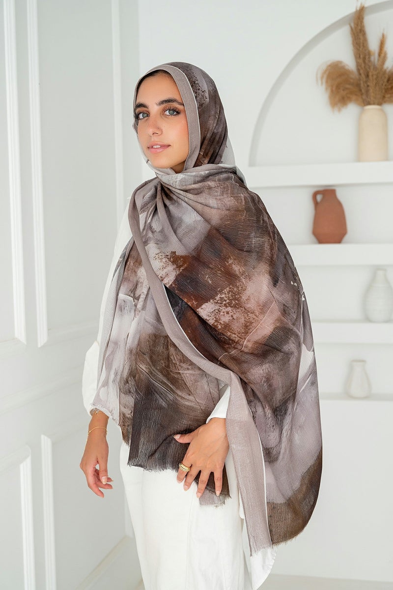 كايان طرحة قطن إسفنجي بني دافئ مشجرة قطن بتصميم مميز - متعدد الألوان - Image 1