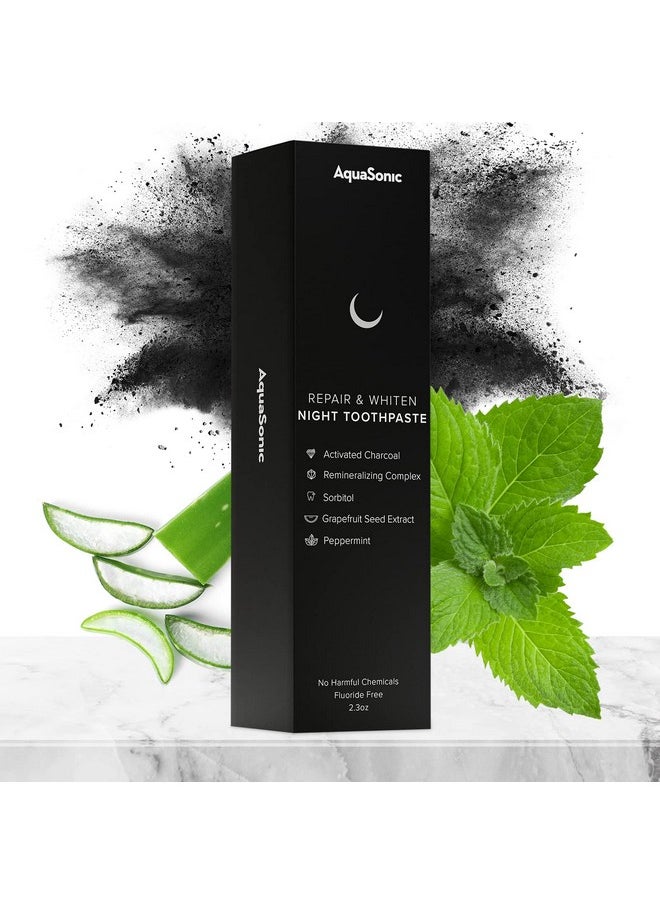 Aquasonic - 2-Pack Of Repair & Whiten Night Toothpaste | Strengthen & Harden Tooth Enamel | Activated Charcoal Detoxifies Mouth & Freshens Breath | Fluoride-Free, Peroxide-Free, Whitening Formula - Image 1