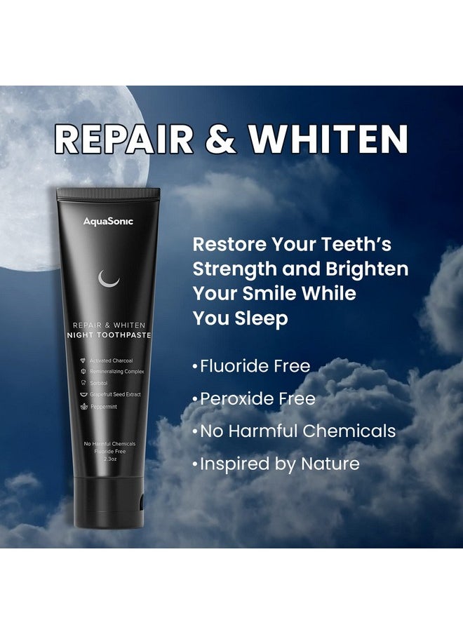 Aquasonic - 2-Pack Of Repair & Whiten Night Toothpaste | Strengthen & Harden Tooth Enamel | Activated Charcoal Detoxifies Mouth & Freshens Breath | Fluoride-Free, Peroxide-Free, Whitening Formula - Image 1