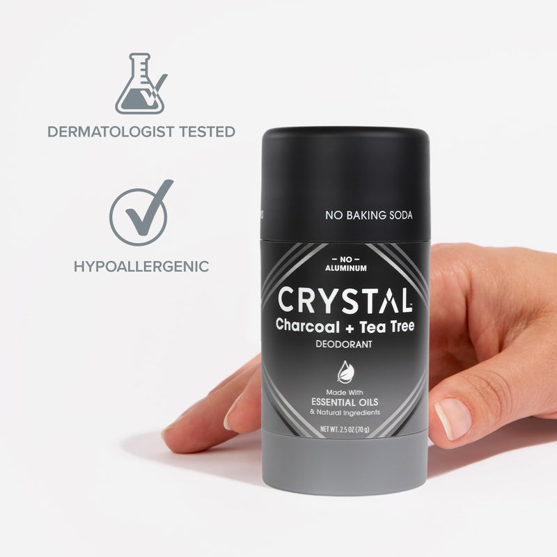 CRYSTAL ESSENCE مزيل عرق صلب من المغنيسيوم كريستال، بالفحم وشجرة الشاي، 2.5 أونصة (عبوة من 2) - Image 5