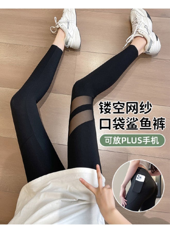 PLANDOO Shark Pants For Women, Wearable In Spring And Autumn Lifting Barbie Yoga Ankle-Length Leggings - Image 1
