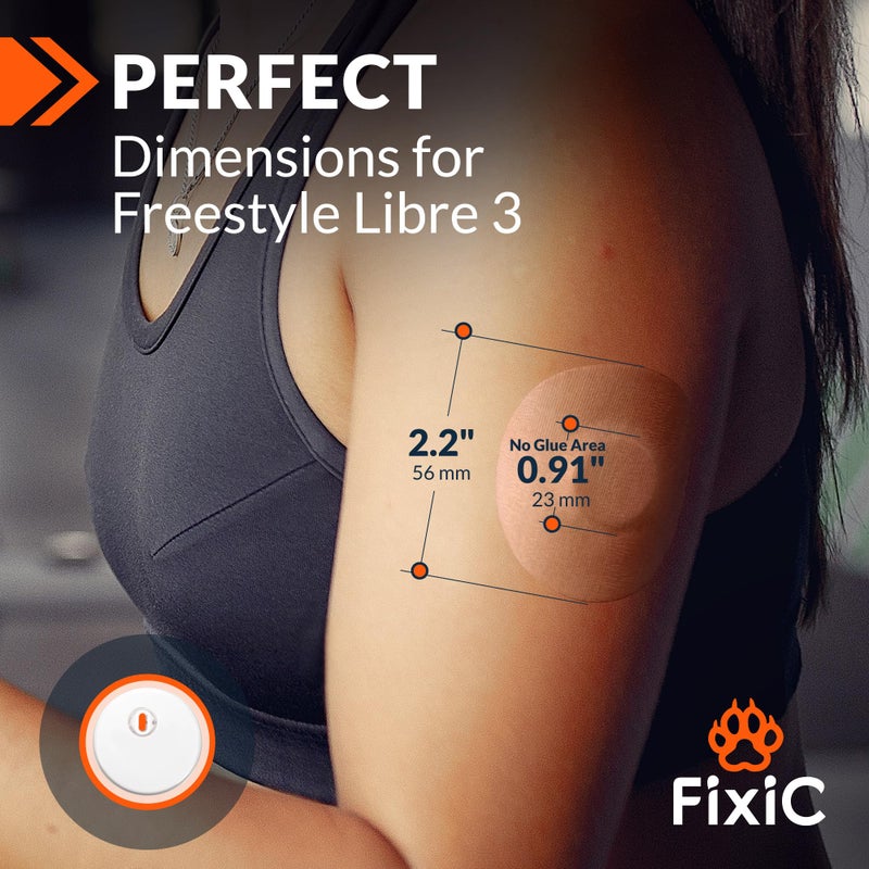 Fixic Libre 3 Sensor Covers - 25 Pack Small Size - Perfect Freestyle Adhesive Patches for Libre 3 & Plus Sensors - No Glue in the Center - Pre-Cut Back Paper - The Best Fixation for Your Sensor! (Tan) - Image 3