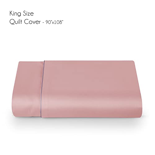 Spread Spain® Italian Cotton Closure Zipper, 500 Thread Count, Salmon King Size Duvet/Quilt Cover, Soft and Breathable, Lightweight King Duvet Cover (90" x 108" Inches) - Image 4