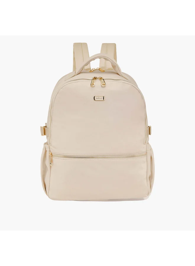 MISSY Women Solid Backpack with Adjustable Shoulder Straps and Zip Closure - 34x15x40 cm
