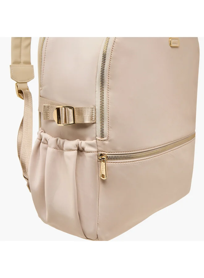 MISSY Women Solid Backpack with Adjustable Shoulder Straps and Zip Closure - 34x15x40 cm