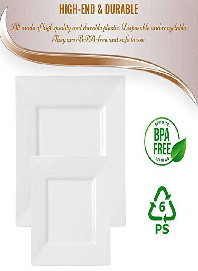 kaya Square White Plastic Cake Plates (6.5") - Pack of 10 - Elegant & Sturdy Dinnerware for Weddings, Birthdays & Home Use - Image 4