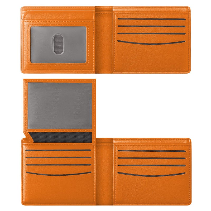 GNDR Wallet For Men RFID Blocking Orange Wallets Bifold Faux Leather Card Holder Front Pocket Mens Accessories With Gift Box - Image 1