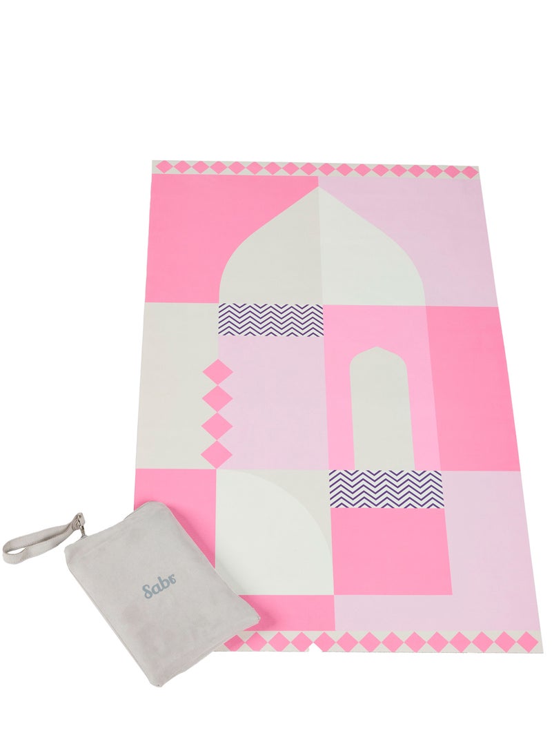 Sabr 'Al Ula' Compact Prayer Mat (pink) - Image 1