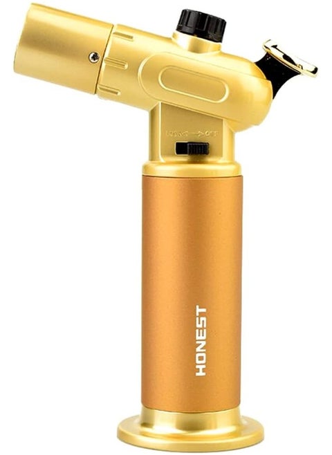 Honest Windproof Torch Lighter Butane Refillable Gas Lighter Double Jet Flame Adjustable (Butane Gas Not Included) for Bakhoor , Candle, Cooking, Camping, Baking, BBQ (Not include Butane Gas)