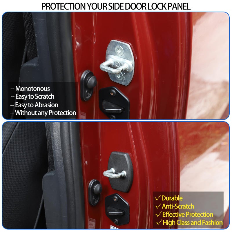 Fit for Toyota FJ Cruiser 2007-2021 ABS Door Lock Cover, Car Side Door Lock Cover Buckle Protection Decoration Trim, 4 Pack, Black - Image 2