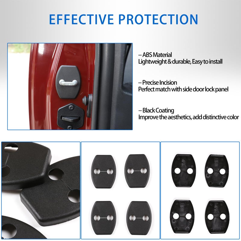 Fit for Toyota FJ Cruiser 2007-2021 ABS Door Lock Cover, Car Side Door Lock Cover Buckle Protection Decoration Trim, 4 Pack, Black - Image 4