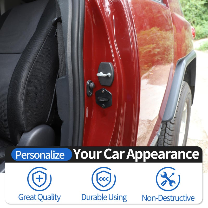Fit for Toyota FJ Cruiser 2007-2021 ABS Door Lock Cover, Car Side Door Lock Cover Buckle Protection Decoration Trim, 4 Pack, Black - Image 5