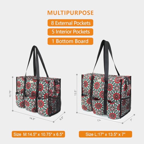 TOPDesign Utility Water Resistant Tote Bag with 13 Exterior Interior Pockets Top Zipper Closure Thick Bottom Support for Working Women Teachers Nurses Accountants Yoga Meditation - Image 3