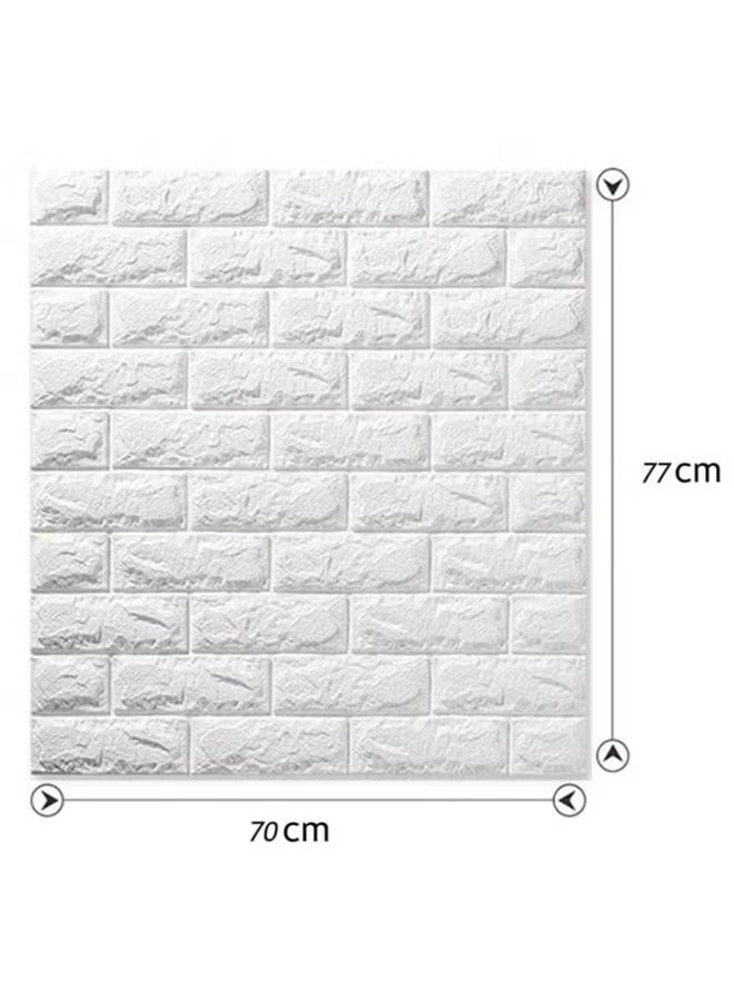 BLOOMING TIME 10 Pieces Of 3D White Brick Foam Waterproof Wallpaper, 77X70CM - Image 5