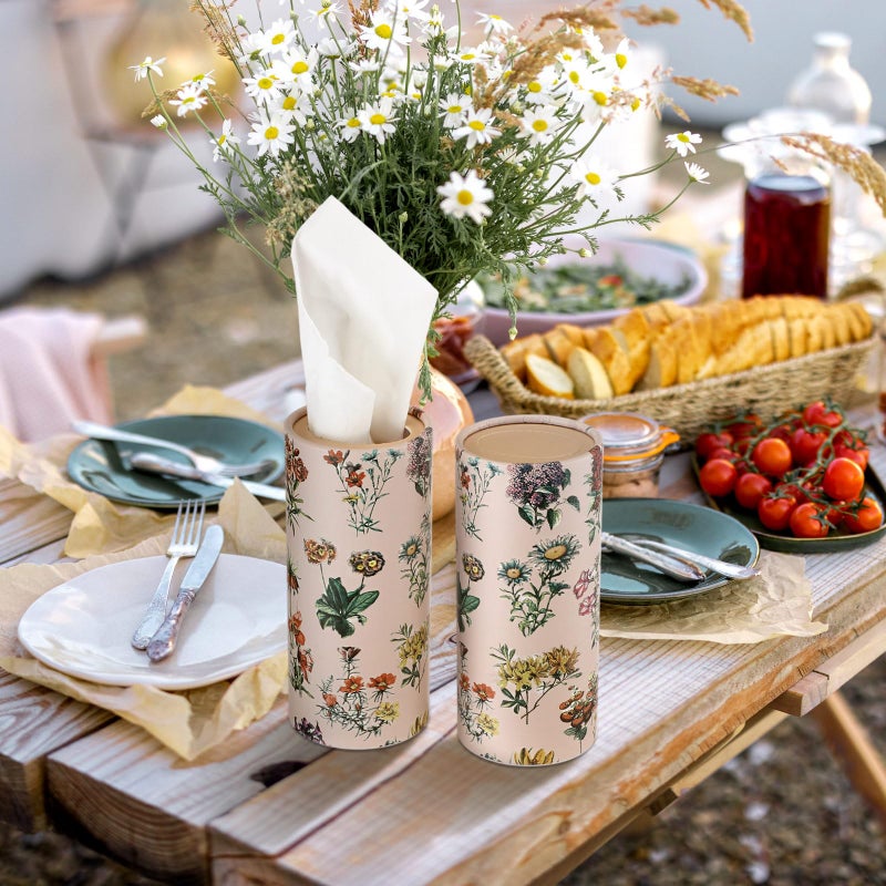 Zonon 8 Pcs Car Tissues Holder Round Box with Facial Tissue Bulk Boho Flower Car Tissues Cylinder with 50 Sheets Face Towel Fit for Christmas Cube Boxes Vintage Round Tubes Cup Holder Container Travel - Image 3