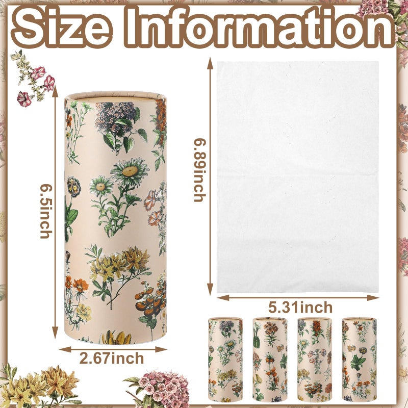 Zonon 8 Pcs Car Tissues Holder Round Box with Facial Tissue Bulk Boho Flower Car Tissues Cylinder with 50 Sheets Face Towel Fit for Christmas Cube Boxes Vintage Round Tubes Cup Holder Container Travel - Image 4