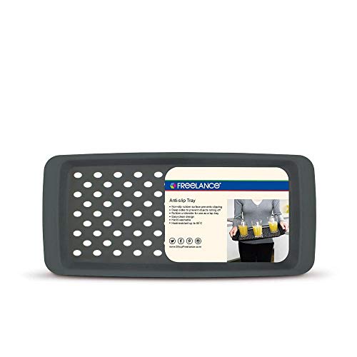 Freelance Anti Slip Serving Tray - 33 x 15 cm - Grey - Non-Slip Rubber Surface, Break-Resistant - Versatile Anti Skid PP Plastic Kitchen & Dining/Coffee Table Trays for Breakfast/Food/Tea - Image 4