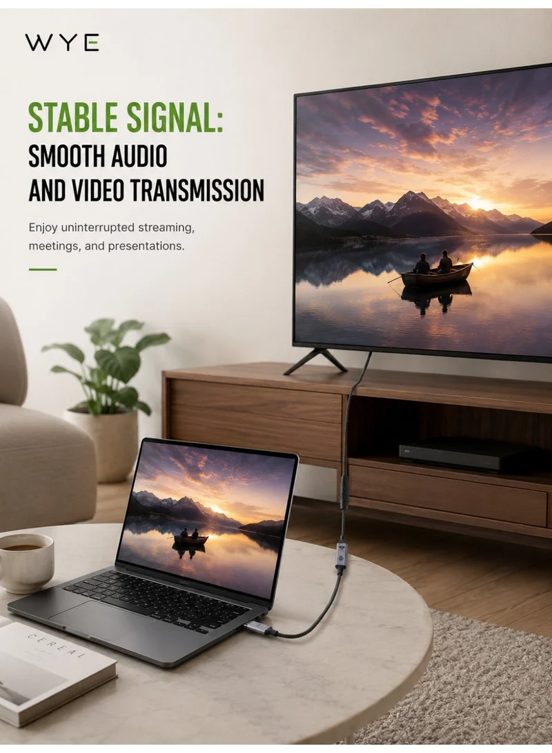 واي كابل USB-C إلى HDMI بطول 1.8 متر، محول بدقة 4K فائقة الوضوح، محول من النوع C إلى HDMI، كابل مضفر عالي السرعة سهل التوصيل والتشغيل لأجهزة الكمبيوتر المحمولة والأجهزة اللوحية والهواتف الذكية والشاشات وأجهزة العرض.
