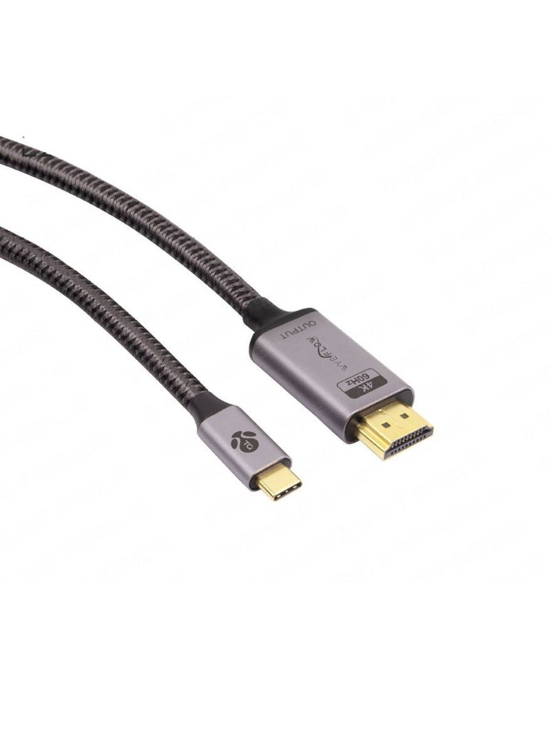 واي كابل USB-C إلى HDMI بطول 1.8 متر | كابل محول فيديو فائق الدقة 4K | محول من النوع C إلى HDMI | التوصيل والتشغيل | نقل عالي السرعة | كابل متين مضفر | متوافق مع أجهزة الكمبيوتر المحمولة والأجهزة اللوحية والهواتف الذكية والشاشات وأجهزة التلفزيون - Image 3