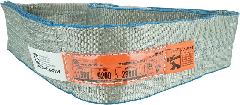 Chenango Supply DD Sling (USA Made). 4" x 10', Flo Guard 2 Ply, Polyester Lifting Slings, Eye & Eye, Heavy Duty, 11500 lbs Vertical, 9200 Choker, 23000 Basket Load Capacity (4" x 10') - Image 2
