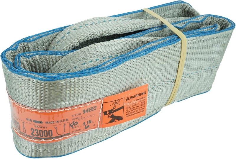 Chenango Supply DD Sling (USA Made). 4" x 10', Flo Guard 2 Ply, Polyester Lifting Slings, Eye & Eye, Heavy Duty, 11500 lbs Vertical, 9200 Choker, 23000 Basket Load Capacity (4" x 10') - Image 1