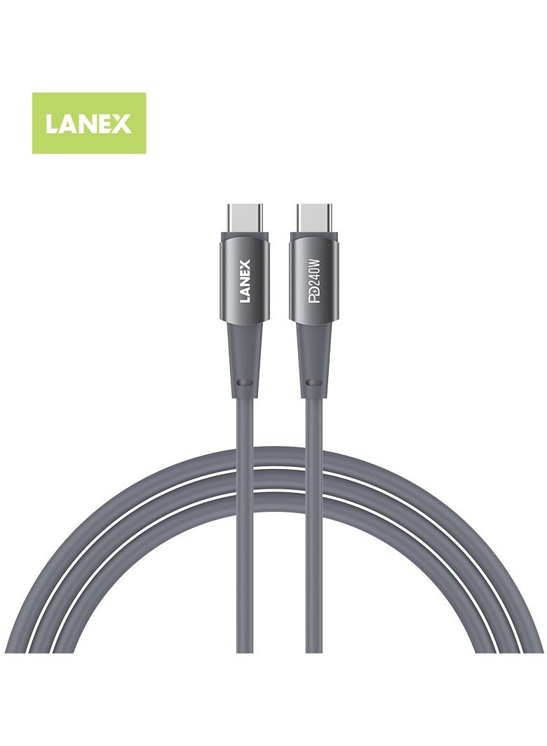 LANEX Lanix LS55CC Silicone Fast Charging Cable 1.5m USB C to Type C Cable 240W Suitable for All Type C Phones, iPhone 15 & 16 Series, and iPad with Type C Port - Image 1