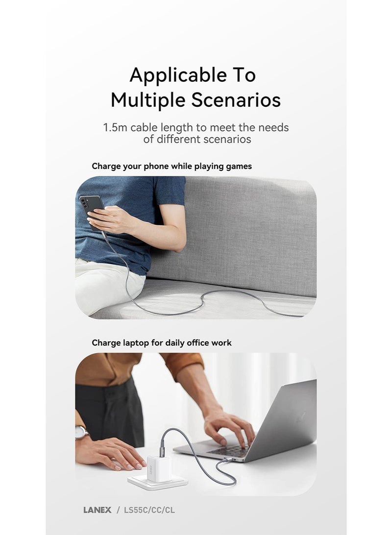 LANEX Lanix LS55CC Silicone Fast Charging Cable 1.5m USB C to Type C Cable 240W Suitable for All Type C Phones, iPhone 15 & 16 Series, and iPad with Type C Port - Image 5