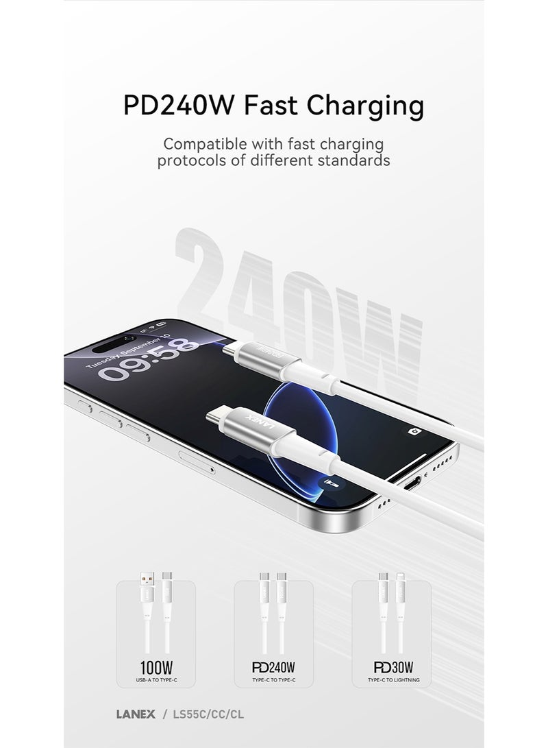 LANEX Lanix LS55CC Silicone Fast Charging Cable 1.5m USB C to Type C Cable 240W Suitable for All Type C Phones, iPhone 15 & 16 Series, and iPad with Type C Port - Image 4