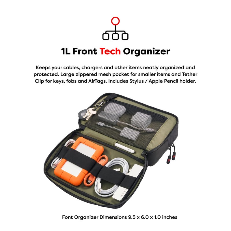 PHOOZY Premium Tech Bag & Cable Organizer Bag for Travel Accessories | Warm Weather Protection for Your Travel Essentials | Drop-Proof & Weatherproof with Skid Pad for Grip & Durability (BLACK) - Image 5