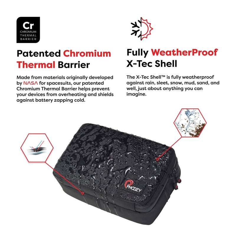 PHOOZY Premium Tech Bag & Cable Organizer Bag for Travel Accessories | Warm Weather Protection for Your Travel Essentials | Drop-Proof & Weatherproof with Skid Pad for Grip & Durability (BLACK) - Image 4