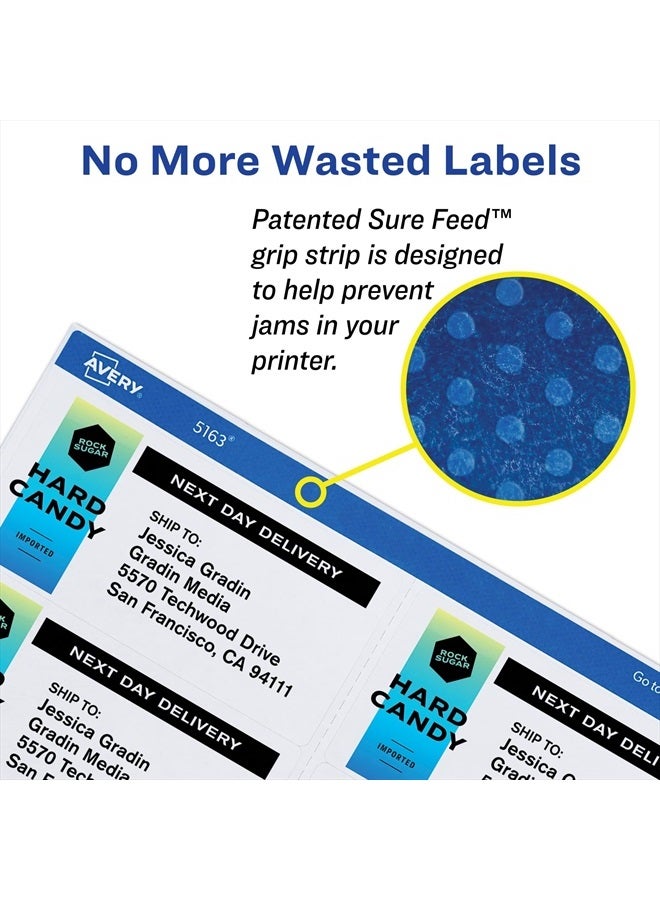 Avery Shipping Address Labels, Laser Printers, 400 Labels, 3-1/2 x 5, Permanent Adhesive, TrueBlock (5168) - Image 2