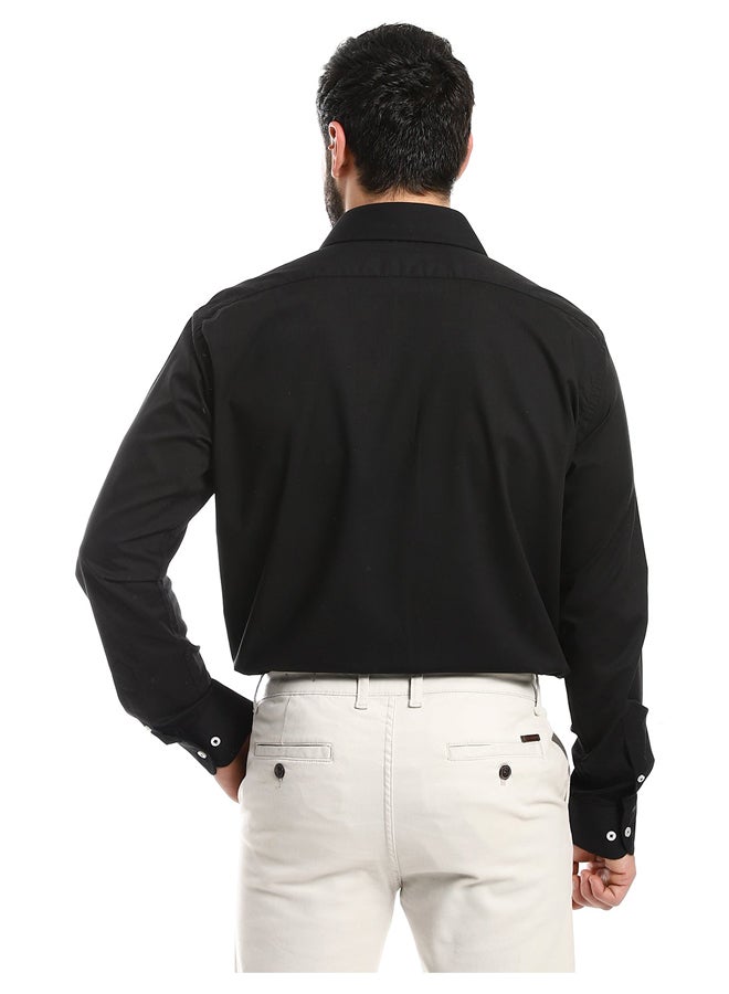 Andora Classic Regular Fit Plain Black Shirt_Black  - Image 3