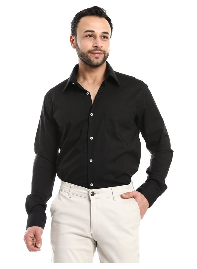 Andora Classic Regular Fit Plain Black Shirt_Black  - Image 2