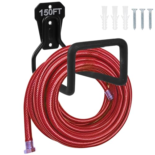 PeoMev Metal Garden Hose Holder - Heavy Duty Hose Hanger Wall Mounted Water Hose Holder for Outside Yard, Sturdy Hose Reel Hose Hooks for Water Hose, Extension Cords - Image 1