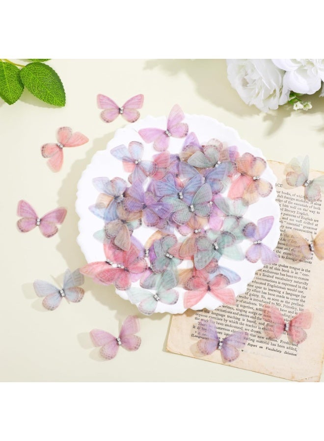 60pcs 3D Organza الفراشة تطبيق الزينات للحرف، DIY ملحقات الشعر، حفل الزفاف ديكورات، الملابس الزينات، Scrapbooking، هدية التغليف - 6 أساليب فريدة من نوعها - Image 5