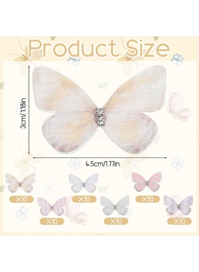 60pcs 3D Organza الفراشة تطبيق الزينات للحرف، DIY ملحقات الشعر، حفل الزفاف ديكورات، الملابس الزينات، Scrapbooking، هدية التغليف - 6 أساليب فريدة من نوعها - Image 3