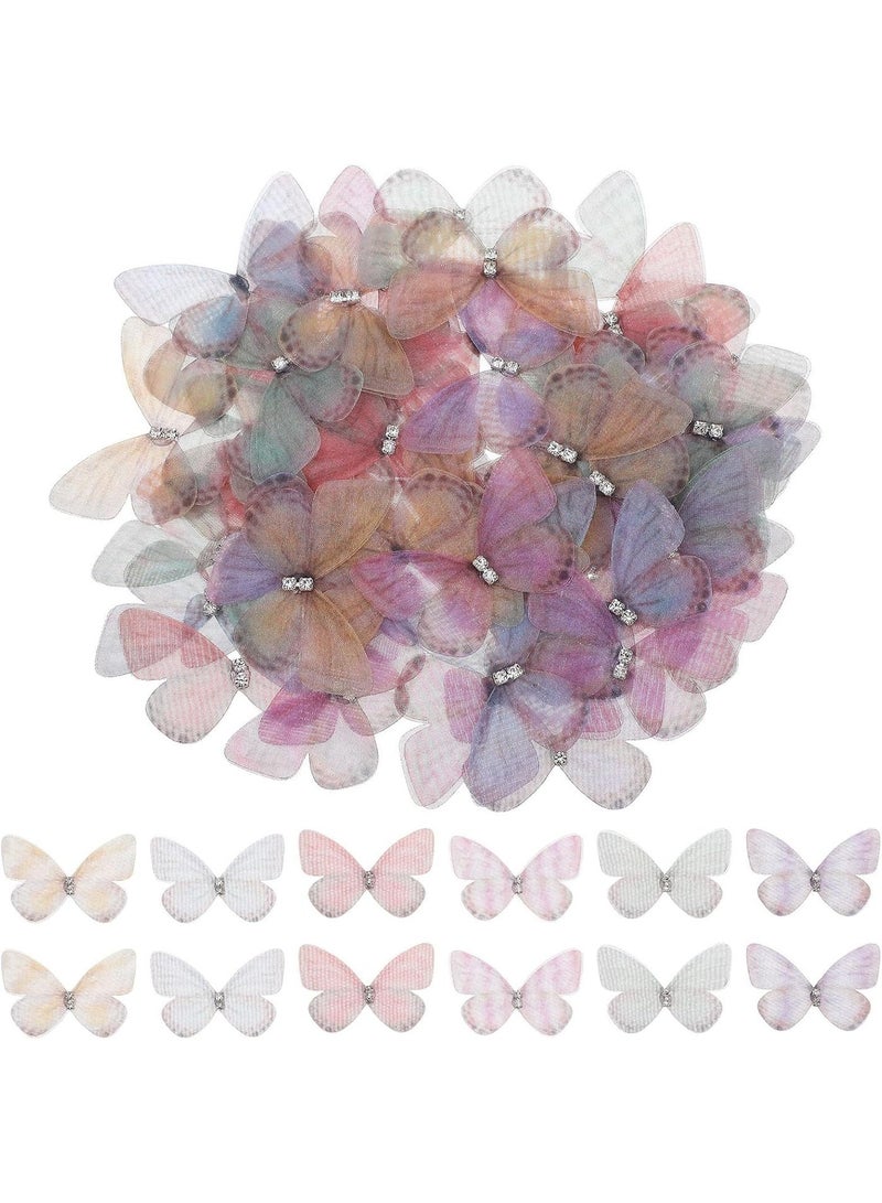 60pcs 3D Organza الفراشة تطبيق الزينات للحرف، DIY ملحقات الشعر، حفل الزفاف ديكورات، الملابس الزينات، Scrapbooking، هدية التغليف - 6 أساليب فريدة من نوعها - Image 1