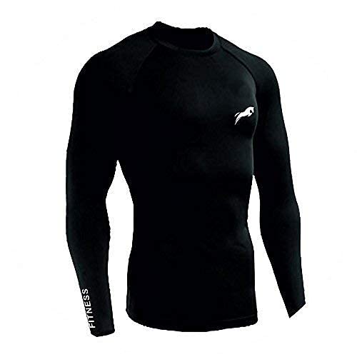 JUST RIDER تي شيرت ضغط ضيق للرجال JUST RIDER بأكمام كاملة للتمارين الرياضية (X-Large)، أسود - Image 4