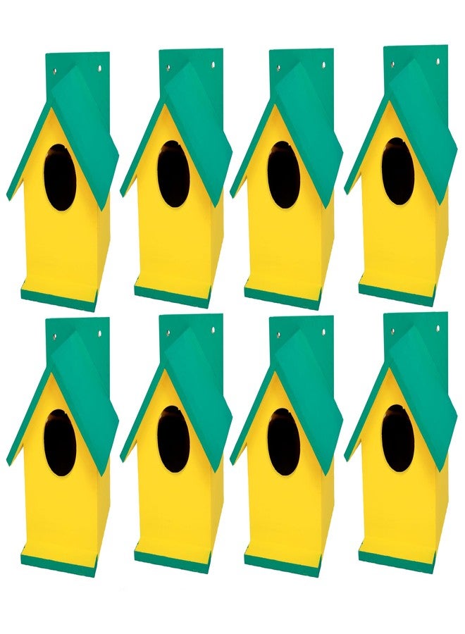 Hellonz Bird House for Sparrow, Budgies & Finches with Air Ventilation and Mounting Hook (Pack of 8) (Dark Green) - Image 1