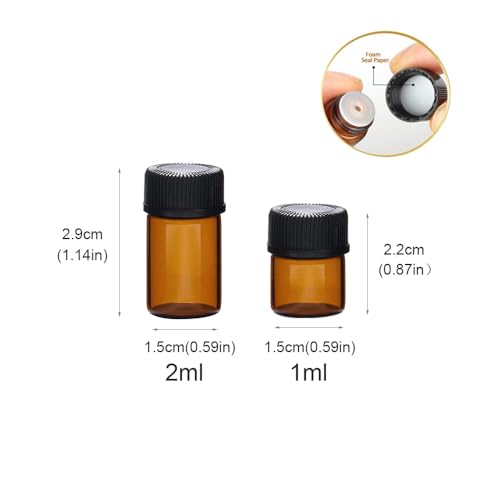 Elfenstall- 50pcs 1ml (1/4 Dram) Amber Mini Glass Bottle 1cc Amber Sample Vial Small Essential Oil Bottle Travel Must + 1pc Clean Cloth - Image 4