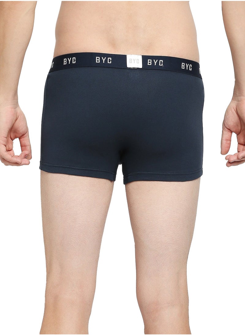 BYC - MEN'S COTTON BOXER BRIEF TRUNKS (PACK OF 3) - NAVY BLUE - Image 1