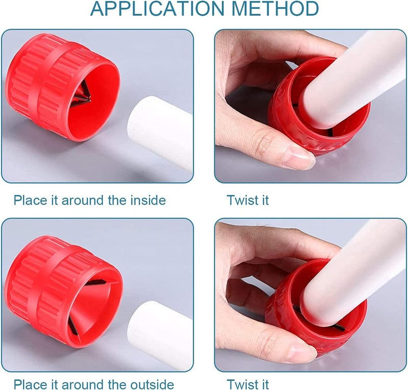 YRMJ 2 Pieces Red Inner-Outer Reamer Pipe and Tube Deburring Reamer Tubing Chamfer Tool for PVC/PPR/Copper/Brass/Aluminum Tubes(3/16-inch to 1-1/4-inch) - Image 5