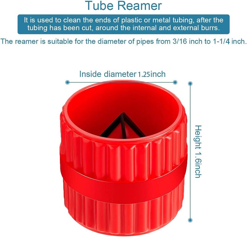 YRMJ 2 Pieces Red Inner-Outer Reamer Pipe and Tube Deburring Reamer Tubing Chamfer Tool for PVC/PPR/Copper/Brass/Aluminum Tubes(3/16-inch to 1-1/4-inch) - Image 2