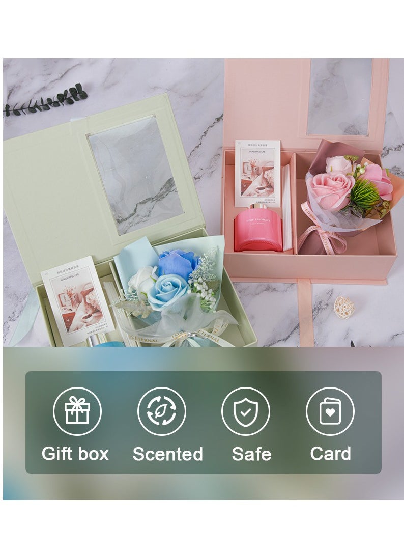 MileMelo Soap Flower Aromatherapy Gift Set Lover Gift Eternal Rose Dried Flower Gift Box Souvenir Flower Bouquet Gift Box Pink  - Image 4
