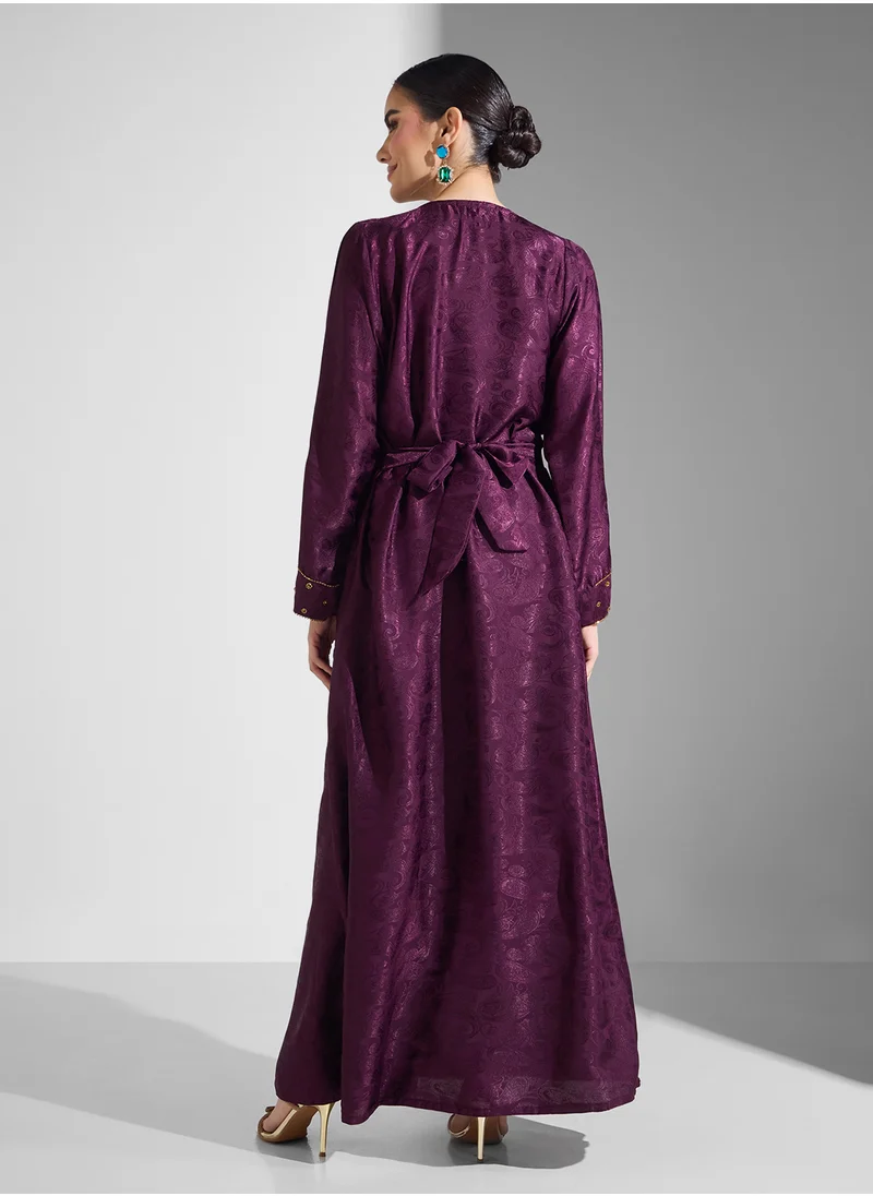 ارابيان كلوزيت Embellished Belted Jalabiya