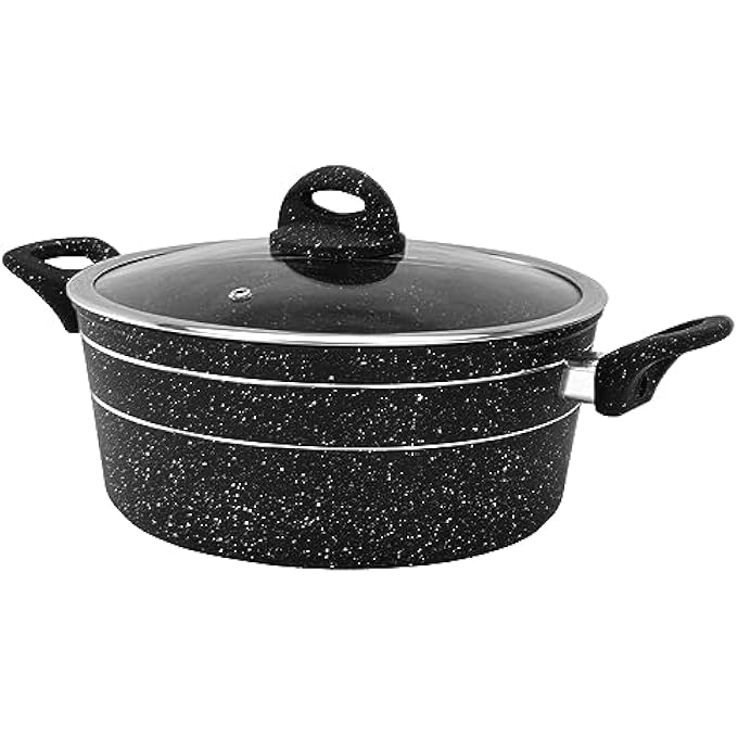 ريحني طباخ 30 سم سمارت جرانيت سيريز Rf11868 من الألمنيوم المطروق بطلاء جرانيت غير لاصق، متوافق مع أسطح طهي غاز سيراميك هالوجين من نوع الحث الساخن مع غطاء زجاجي - Image 1