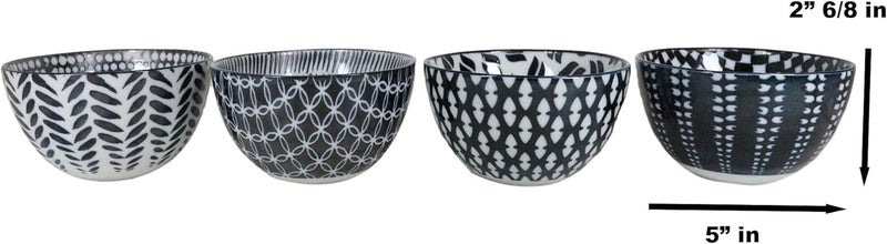 Ebros Gift Made In Japan Blue White Stylish Symmetry Contemporary 5 Diameter 16oz Porcelain Bowls Set Of 4 For Rice Salad Miso Soup Cereal Pasta Dessert Home And Kitchen Decorative Bowl Gift Set - Image 3