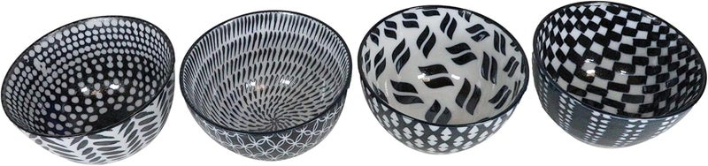 Ebros Gift Made In Japan Blue White Stylish Symmetry Contemporary 5 Diameter 16oz Porcelain Bowls Set Of 4 For Rice Salad Miso Soup Cereal Pasta Dessert Home And Kitchen Decorative Bowl Gift Set - Image 4