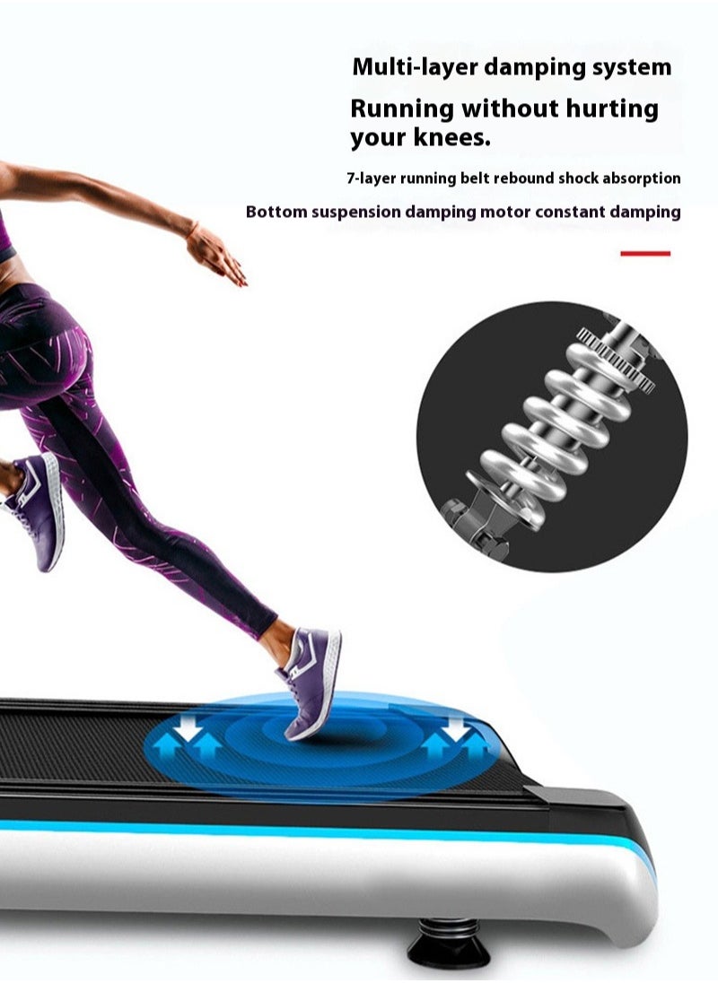 1-12km/h Adjustable Speed Indoor Home Treadmill Stepper with LED Display, Bluetooth Connection, Audio, Foldable Treadmill 123*68*12.3CM